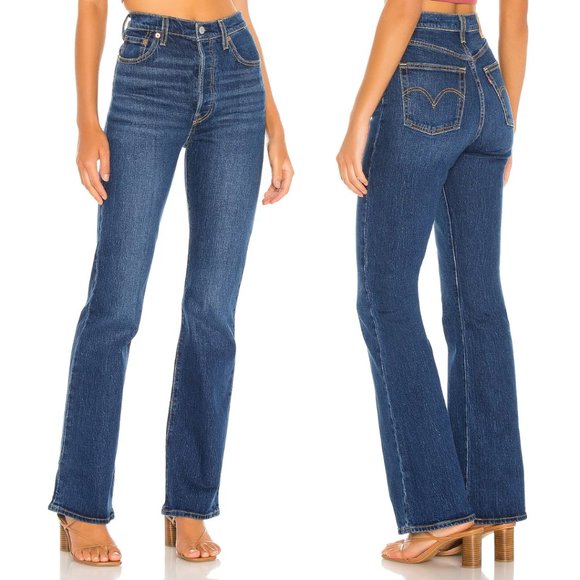 Levi's Denim - Levis Ribcage Boot Jeans 27 High Rise Button Fly Premium Denim Blue